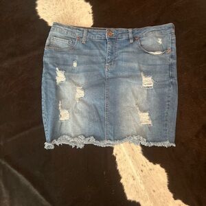 Denim Distressed Skirt